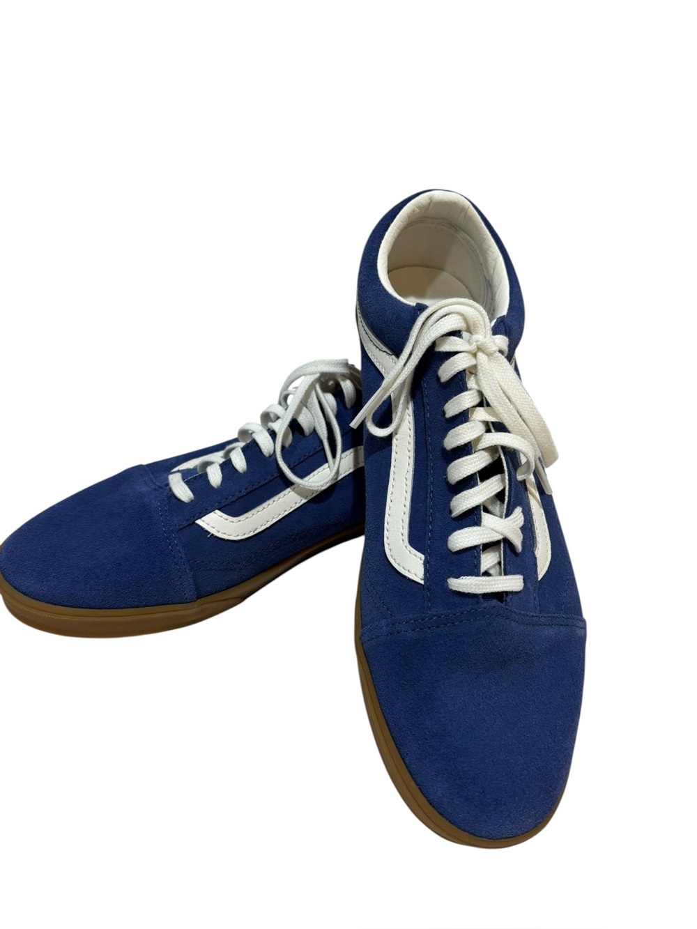 Vans Old Skool Lowpro Blue Suede Sneakers White Side Stripe Men’s size 9 NEW